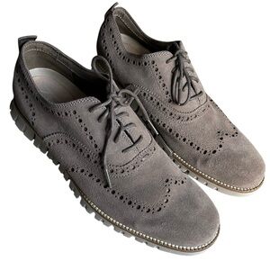 Cole Haan Zero Grand OS My 7.5 Lightweight Leather Gray Beige Oxford Wingtip